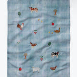 Country Farm Gingham Embroidered Tea Towel
