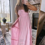 Wild Pink Embroidered Sleeveless Maxi