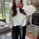 Ivory Oversized Waffle Knit Long Sleeve