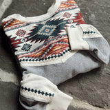 Your Vibe Heather Grey Aztec Embroidered Cropped Crew