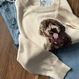 Puppy Love Cream Long Sleeve Puppy Graphic Sweater