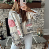 Liberty Cream/Camo Patch Work Button Down