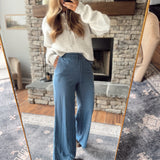 Dust Navy Trendy Wide Leg Pants
