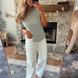 Sage Striped Rylee Tee