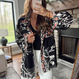 Noir Bloom Crochet Lace Button Down Top