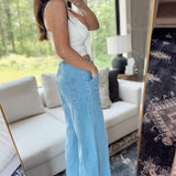 Jeanie Stitch Detail Flared Denim Pants