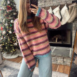 Sherbet Stripe Fuzzy Sweater