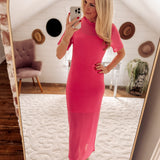 Hit The Breeze Pink Mesh Layered Maxi