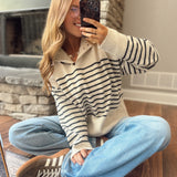 Oatmeal Halfsies Button Up Sweater