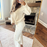 Risen Cream Leaf Embroidered Barrel Jeans