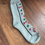 Sage Strawberry Pattern Socks
