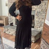Effortlessly Black Vintage Lace Paneled Dress