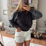 Black Raw Edge Burnout Sweatshirt