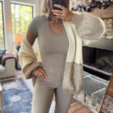 Ivy Ivory/Brown Color Block Sweater Cardigan