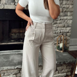 She's The Boss Taupe HR Straight Leg Trouser