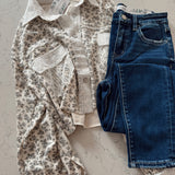 Hazel Cream Floral Cropped Collared Button Down