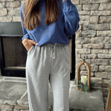 Heather Grey Total Comfort Wide Leg Front Seam Lounge Pant