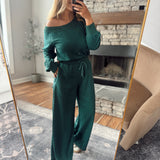 Hunter Green Off Shoulder Jumpsuit