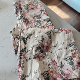 Cream Floral Ruffle Lace Pants