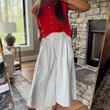 White Flowy Front Pleated Pants