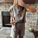Mocha Cotton Casual Shorts