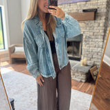 Washed Chambray Button Top