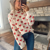 Cream Heart To Heart Hooded Sweater