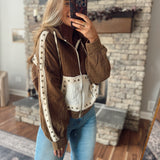 Chocolate Gauze Studded Hoodie Jacket