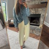 Pale Yellow Perry Cropped Joggers