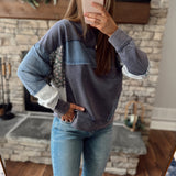 Patches of Floral Navy Crew Long Sleeve