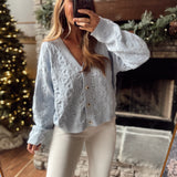 Lavender Textured Cable Knit Cardigan