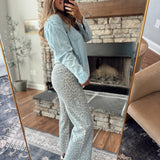 Vervet Gray Leopard HR Crop Wide Leg Jeans