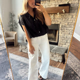 Black Klaudia Bubble Hem Blouse