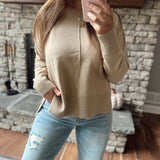 Taupe Front Seam Light-Weight Sweater