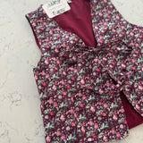 Sweetest Thing Wine Floral Quilted Vest with Front Ties