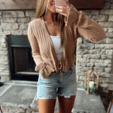 Sand Crochet Stitch Cardi with Ruffle Sleeves