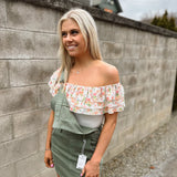 Mylie Ivory Floral Ruffle Bodysuit