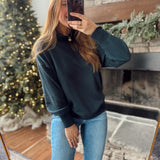 Teal Navy Goldie Scuba Mock Neck Pullover