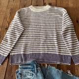Purple Accent Striped Sweater