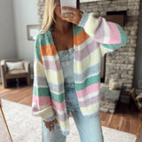 Green & Sunkist Striped Cardigan
