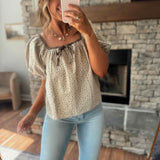 Taupe Contrast Floral Blouse