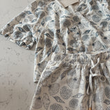 Blue Sol Shell Linen Top
