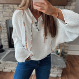 Cleo Ivory Cropped Knit Hooded Sweater