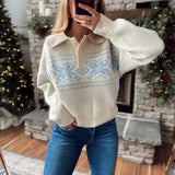 Cream Winter's Welcome Collared Sweater