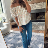 Darling Florals Peach Front Tie Square Neck Top