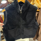 Black Zip Up Fleece Vest with Denim Pockets IN STORE