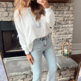 Light Wash Blue HR Crop Flare Denim