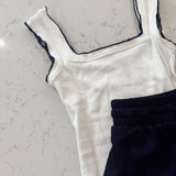 Off White Double Lettuce Edge Tank