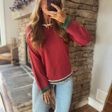 Burgundy Pep Thread Pullover