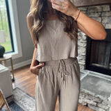 My Time Fawn White Linen Square Neck Tank